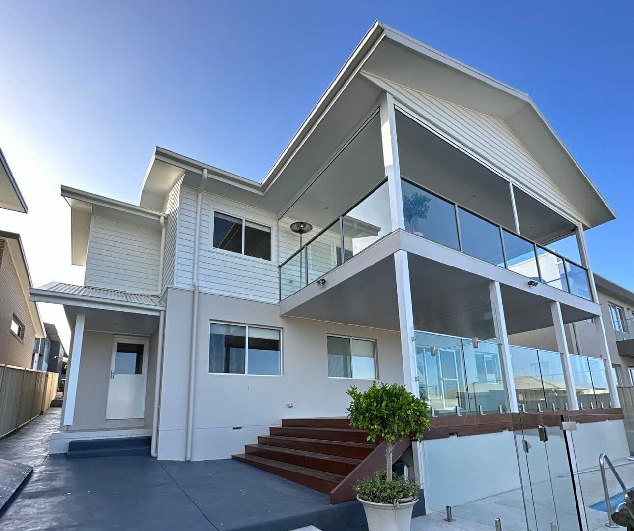 Painted home exterior with pool